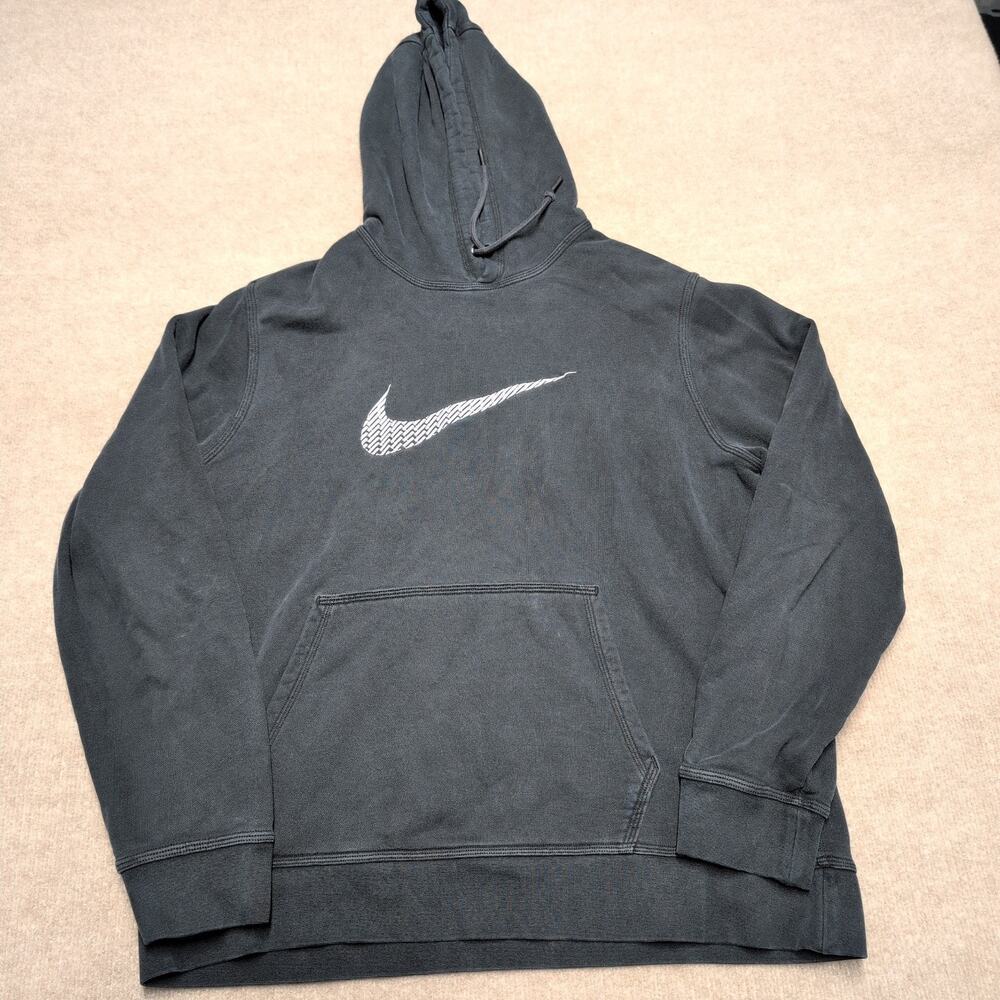 Nike Men's Hoodie Black Sweatshirt Pullover Size XL Center Swoosh